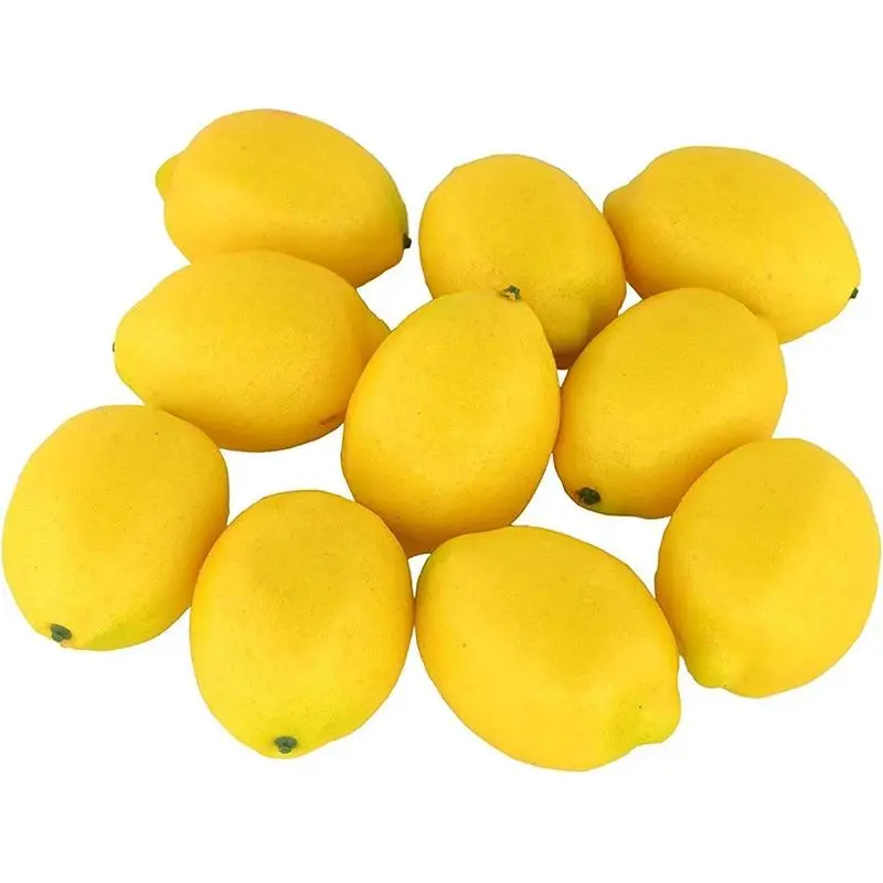 Decorative Artificial Lemons (2/5/10Pcs, Multiple Packs) - Indoor Use Table Ornament, Country Style Home Kitchen DIY Decor, Year-Round Fake Fruit Accent, Artistic Touch, Foam Resin