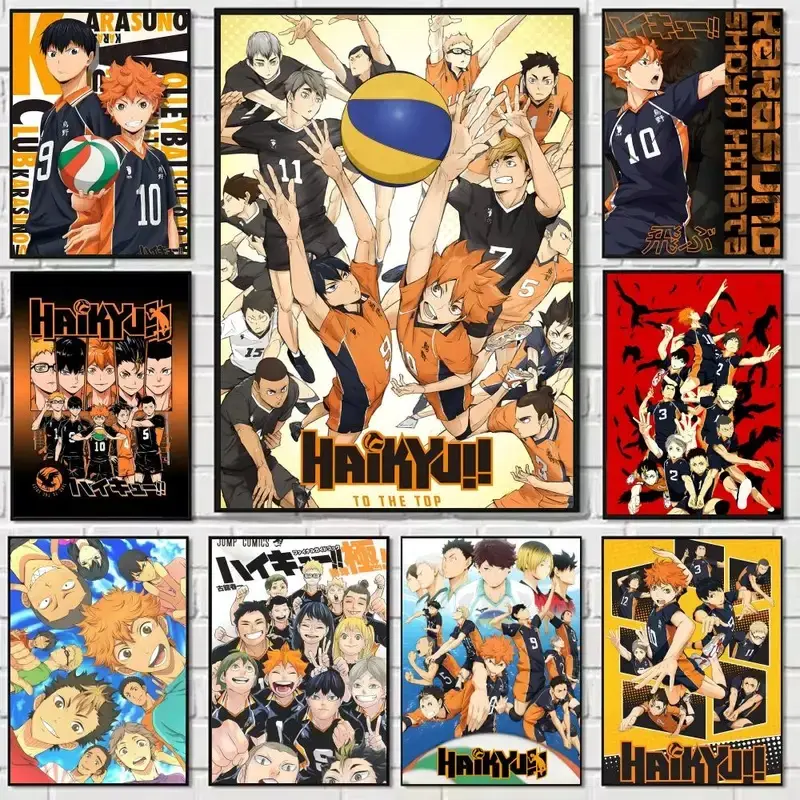 Haikyuu Anime Volleyball Canvas Poster, Japanese Sports Manga Wall Art Print, Aesthetic Bedroom Dorm Gaming Room Decor, Anime Fan Boyfriend Holiday Gift