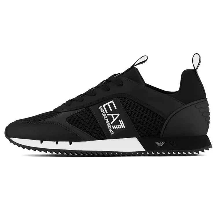 Emporio Armani High-Street Lace-Up Low-Top Casual Sneakers for Men and Women in Black Verifiable, with credentials and supporting global authentication
