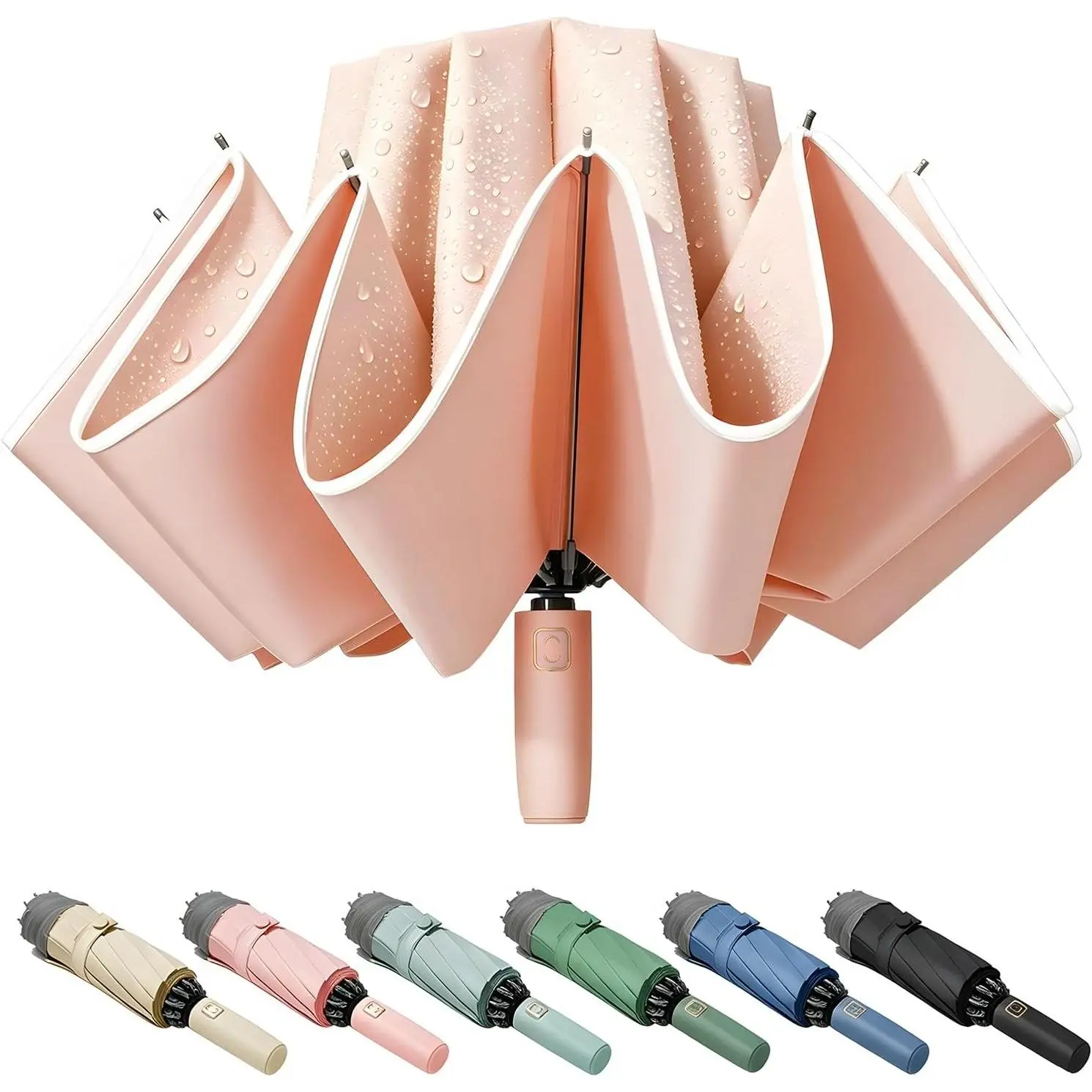 Large Windproof Reverse Auto Folding Travel Umbrella for Rain and Sun, Compact Inverted Design with Waterproof Canopy, 10 Durable Ribs, Fits Backpack, Portable for Women & MenGift