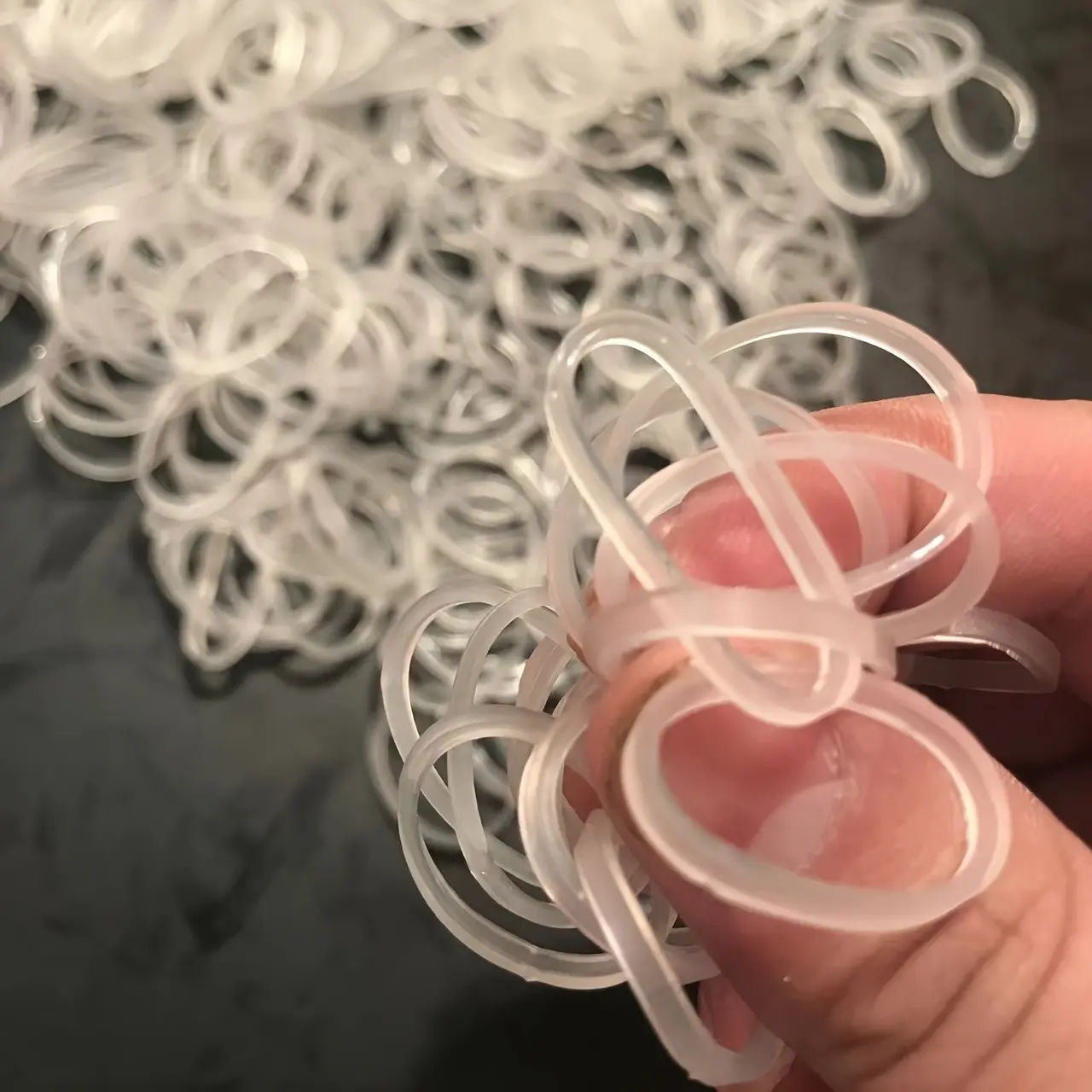 50 High Elastic Silicone Hair Bands, Durable Transparent/ Rubber Rings (2cm Diameter), Heat Resistant, Ideal for Styling and Organization