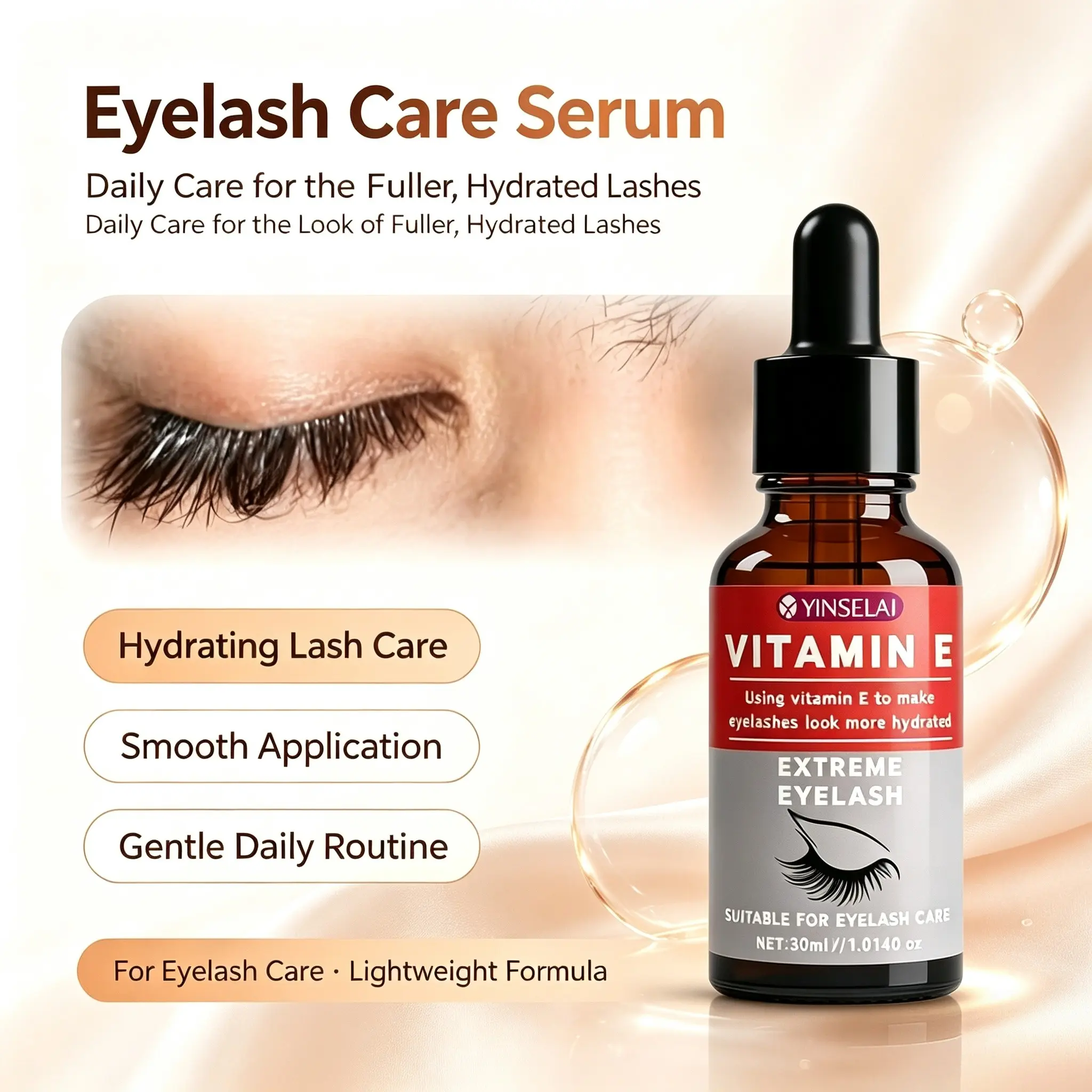Brow Lash Essence 30ML, Natural Ingredients, Dropper Design, Nourishes Eyelashes and Brows, Repairs Split Ends, Thickens Hair, Long-Lasting Curl