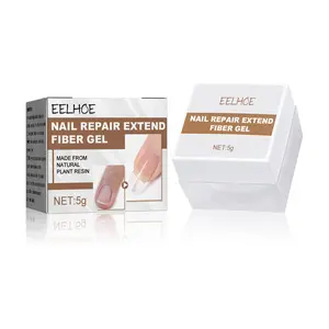 EELHOE Nail Repair Fiber Gel, Fiberglass Infused Builder Gel for Broken Cracked Thin Nails, DIY Nail Extensions Strengthening Reinforcement UV Gel for Home Manicure,Soft,pearl,leopard