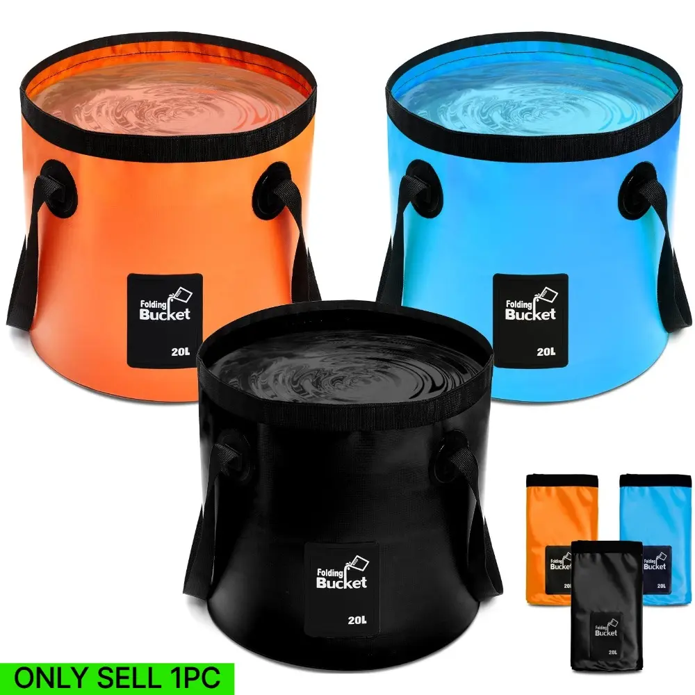 Collapsible Bucket with Handle, Portable Water Bucket, Folding Storage Container, Water Containers for Storage, Laundry Basin, Car Wash Bucket for Outdoor Camping, Fishing, Beach, RV, Gardening and Plumbing Repairs