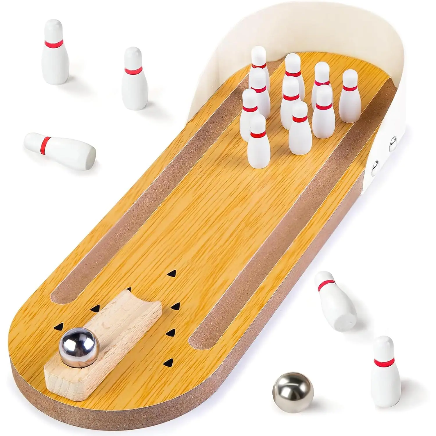 Mini Bowling Game Set for Kids & Adults, Indoor Wooden Tabletop Bowling Game Board Games for Multiple Players, Desk Toys Gag Gifts, Shooting Games for Office Stress Relieffidget toys