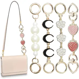 4Pcs Bag chain Extender Purse Strap Extenders Handbags Extender Chain Replacement for Purse Bag Making Supplies Valentine Gifts Mother’s Day Gift(Moon, Strawberry, Flower, Pearl)