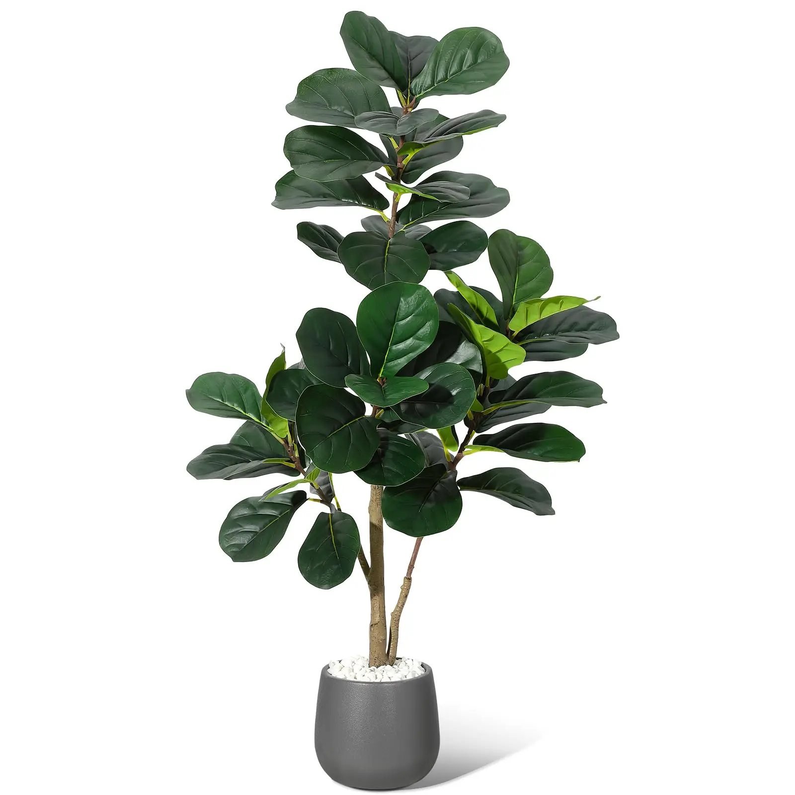 4/5/6/7 FT Artificial Fiddle Leaf Fig Tree Tall Fake Ficus Lyrata Indoor Plant Aesthetic Greenery Decor in Pot Modern Faux Tree Floor Plant for Living Room Home Office Corner