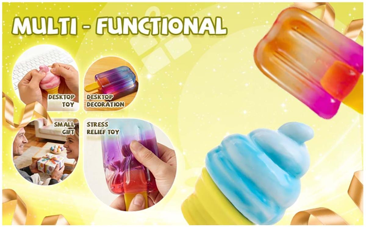 Ice Cream Squishy – Adorable Slow-Rebound Sensory Stress Ball for Anxiety Relief, Birthday Gift & Summer Sensory Toy for Anxiety Relief Everyone,Birthday Gift