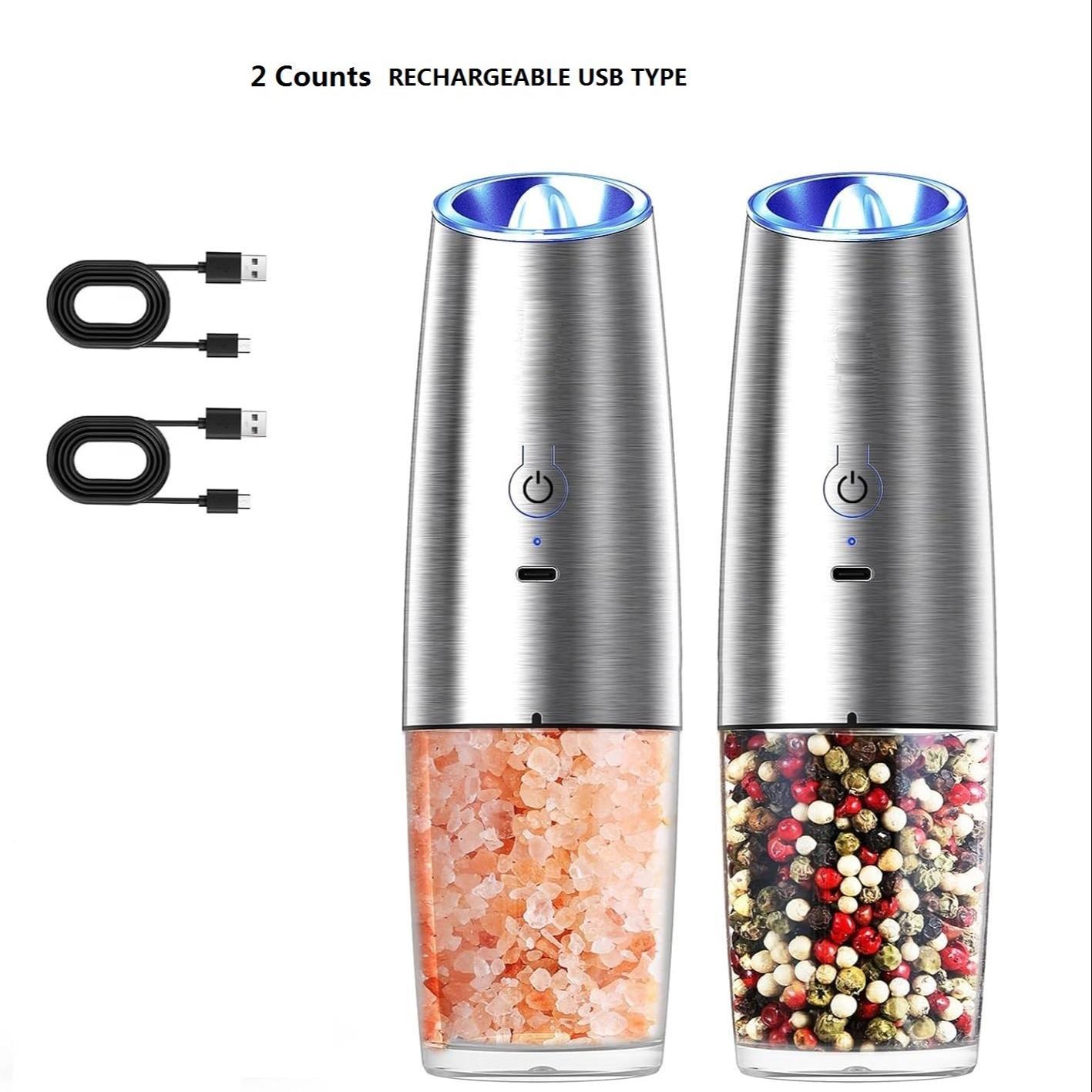 Rechargeable Salt & Pepper Grinder, Type-C Charging Salt & Pepper Grinder, Universal Household Kitchen Appliances for Home Use Kitchen Gadgets