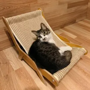 Multi-Functional Pet Bed, Scratch & Rest, Indoor Outdoor Use, Wooden Frame 53x33x32cm, Cat House, Toy, Scratching Post