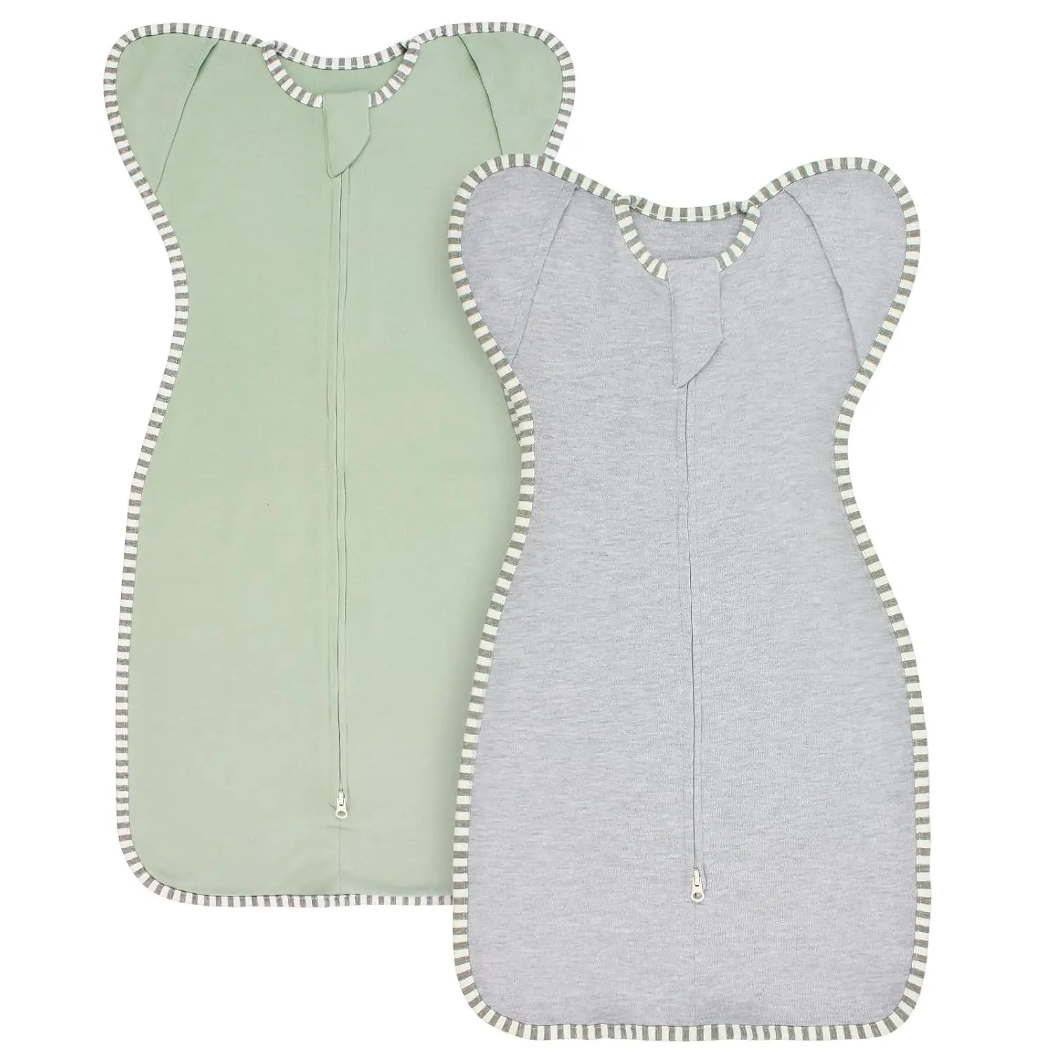 2-Pack Transition Baby Swaddles for Newborns 0-3 Months, Arms Up In/Out Adjustable Sleep Sack with 2-Way Zipper, 100% Cotton 0.8 Tog (Small 5-14lbs) for Baby Boy Girl
