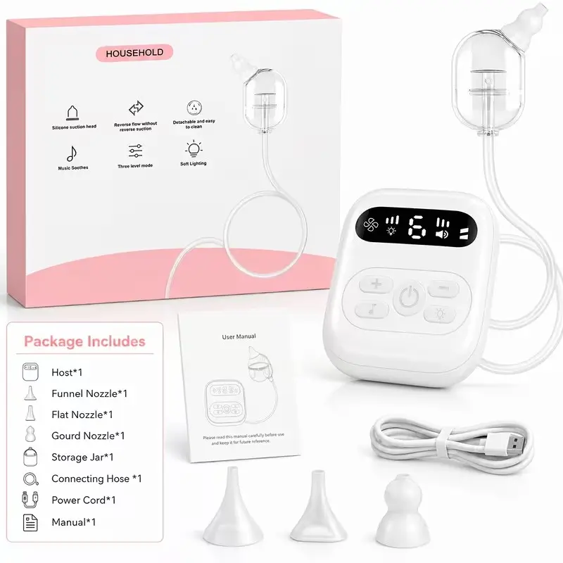 Electric Nose Aspirator, Adjustable Suction Power, Soft Nozzles, Music Feature, Electric Nasal Cleaner, Hy127 Model, New Condition