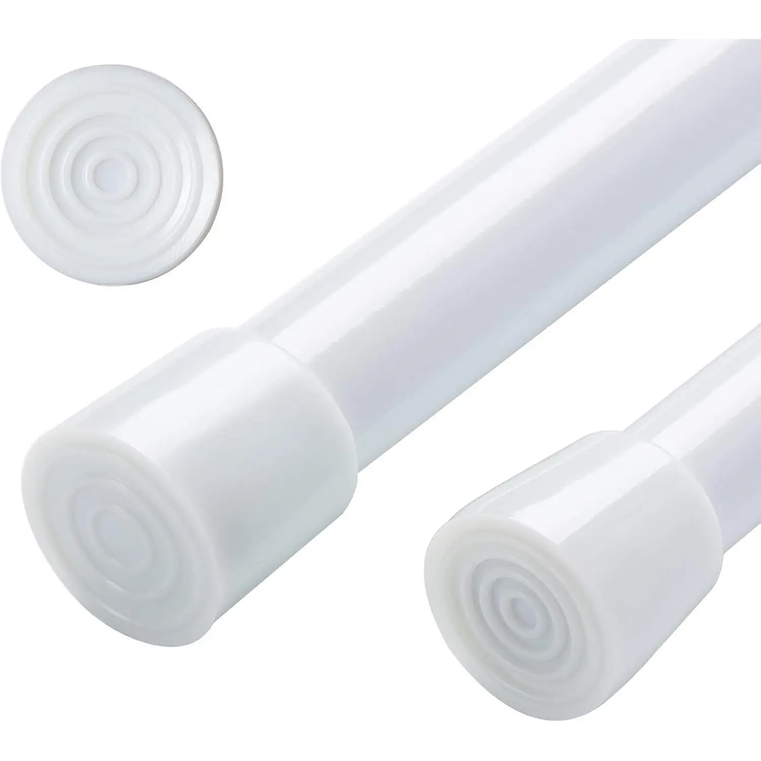 White Adjustable Length Tension Curtain Rod Set Pack - 5/8", 26-39 Inch No-Drilling Pressure Spring Rod for Window Doors, Closet, Bedroom Doorway