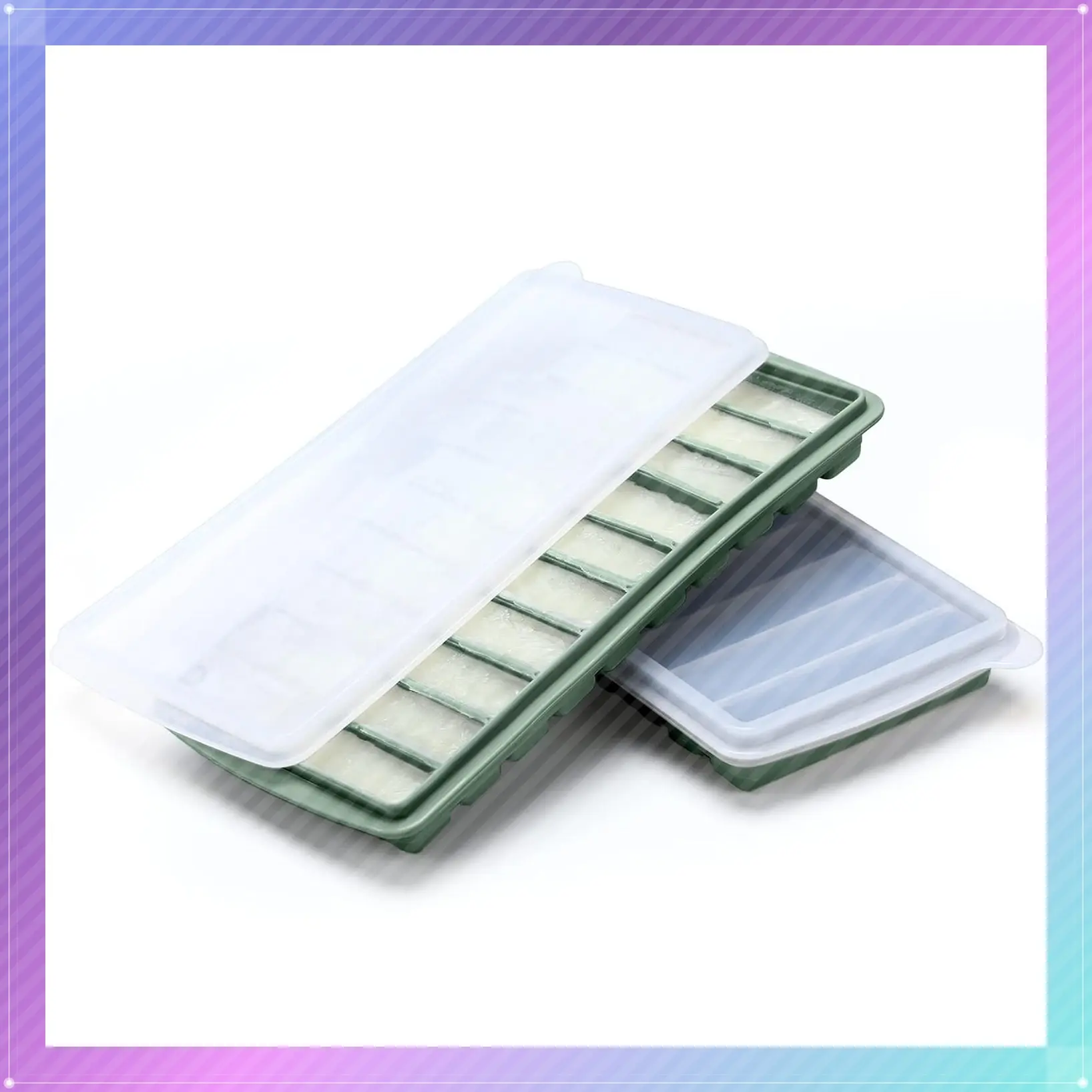 2 Pack Silicone Breastmilk Freezer Trays with Lid, 10 x 1 oz Bars, Baby Food Milk Storage Containers, GreenGift