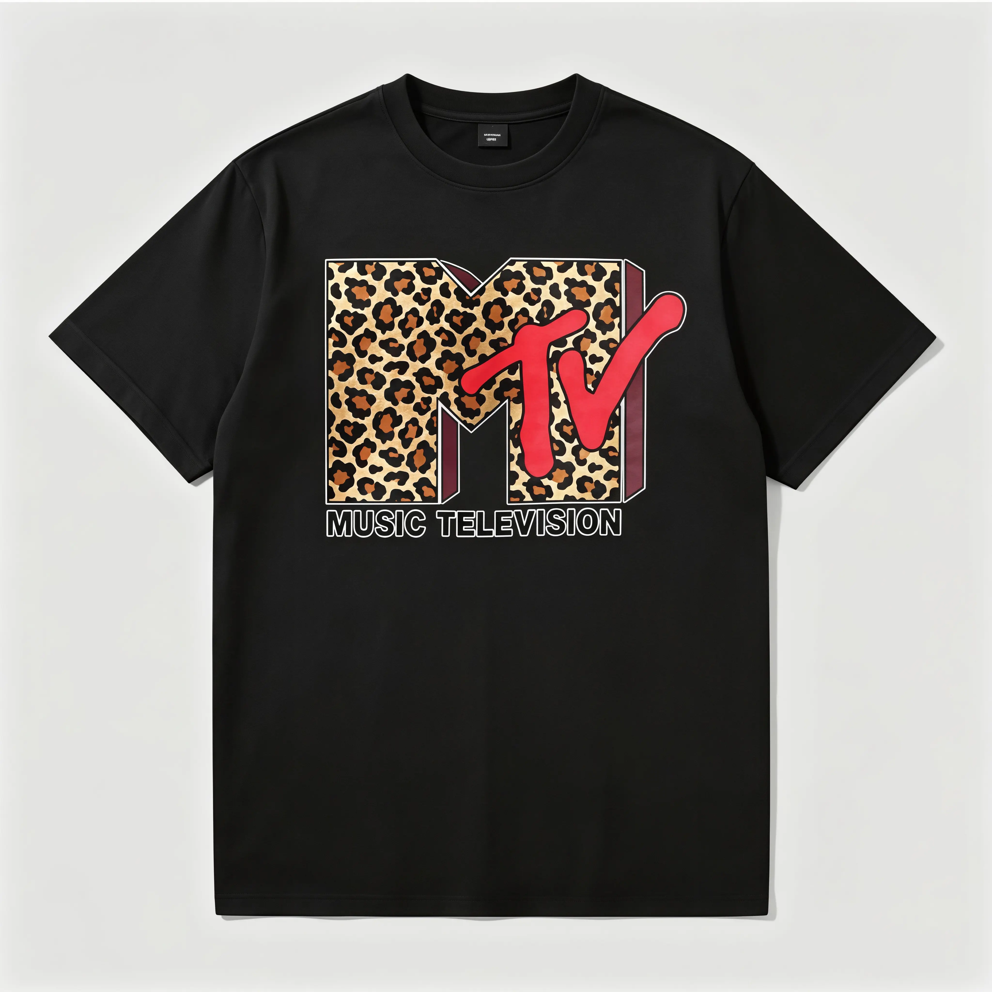 good graphic tees summer graphic tees Washed T-shirt, MTV leopard print T-shirt, 90s retro pattern T-shirt, vintage style shirt