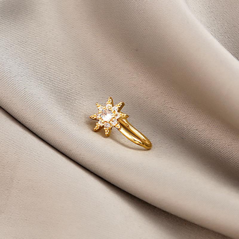 New star-shaped nose ring, simple U-shaped copper micro-inlaid non-piercing nose stud, trendy accessory
