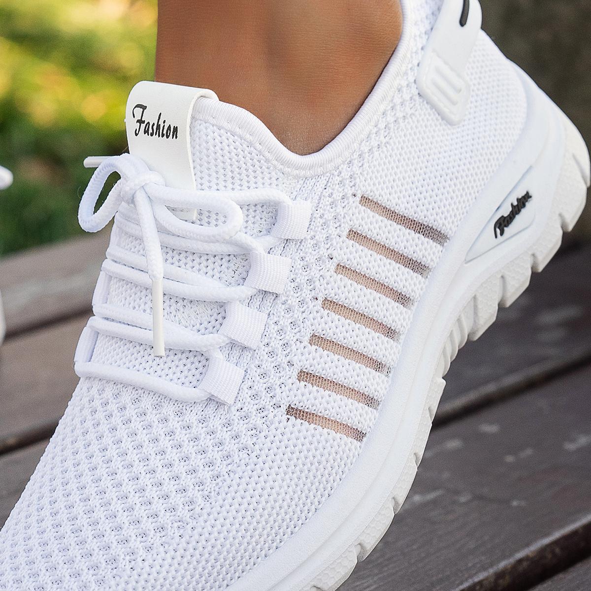 Women's Breathable - Sneakers with Stability - / Grey Solid Color Lace-Up Walking Running Gym Shoes, Cushioned PVC Sole & Mesh Upper for Outdoor, Commute, Casual Wear - Minimalist Versatile Athletic Footwear