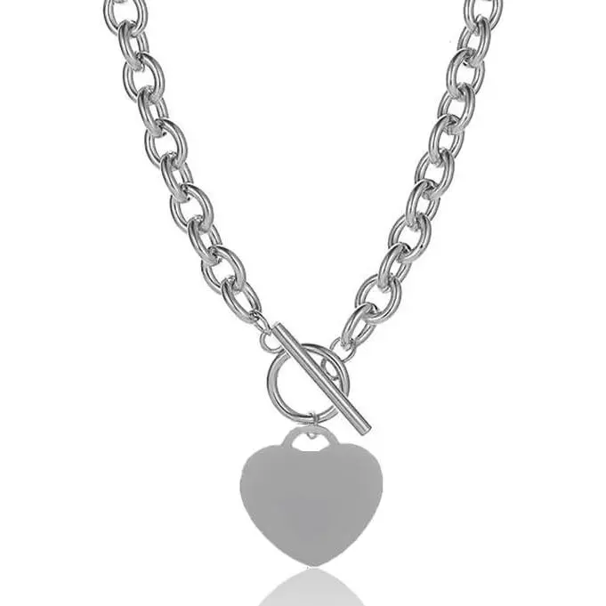 Stainless Steel Heart Necklace with Toggle Clasp, Minimalist Chunky Chain for Women's Fashion, 17.7" Everyday Wear Jewelry, 17.7" Length, Nickel-Free