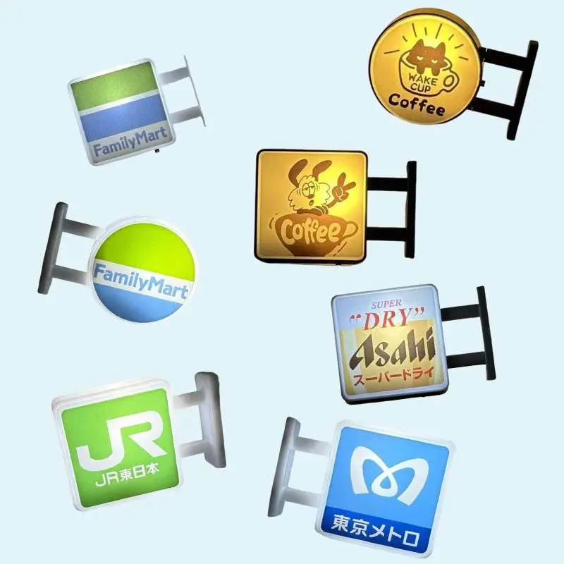 Glowing Mini Cute Fridge Magnets Light Box Coffee Beer Illuminated Home Decor Accessories Japanese Underground Iron Family