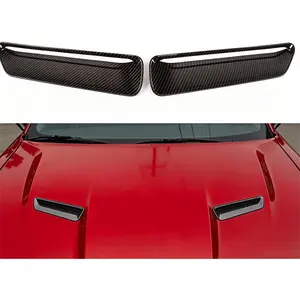 Hood Scoop Hood Vent Air Intake Hood Air Conditioner Air Intake Outlet Trim Fit for 2015-2025+ Dodge Challenger Exterior Accessories ABS 2pcs (Carbon Fiber)