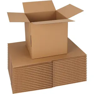 10x10x10 Shipping Boxes 15 Pack, Brown Corrugated Cardboard Boxes with Side-Lock and Pre-Applied Double-Sided Tape, Easy Assemble Packing Mailer Boxes for Small Business Shipping