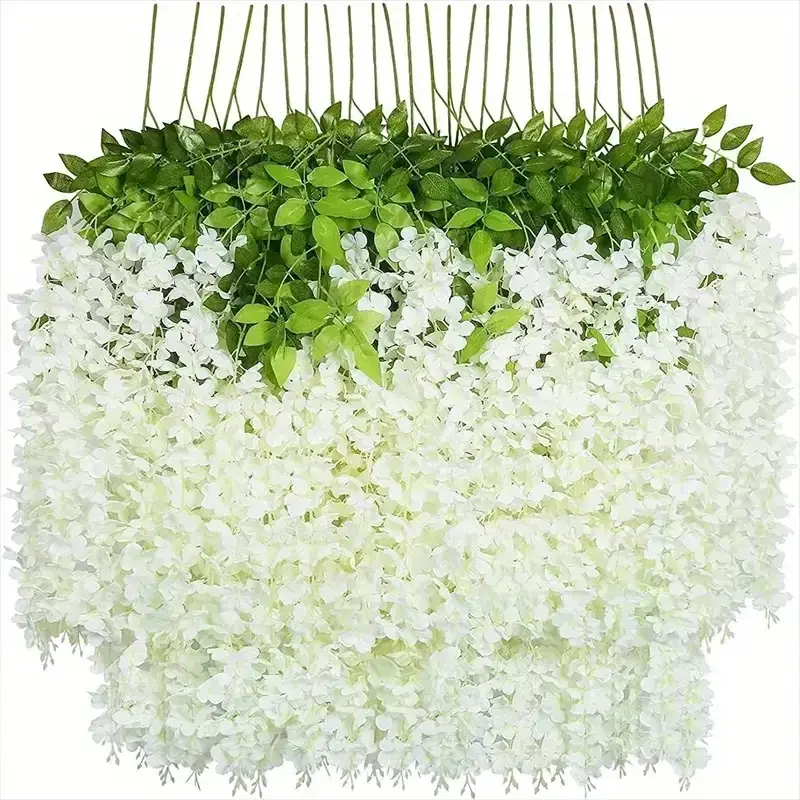 12pcs Wisteria Vine Artificial Flowers Wholesale Trailing Fake String for Home Wedding Party Decor Silk