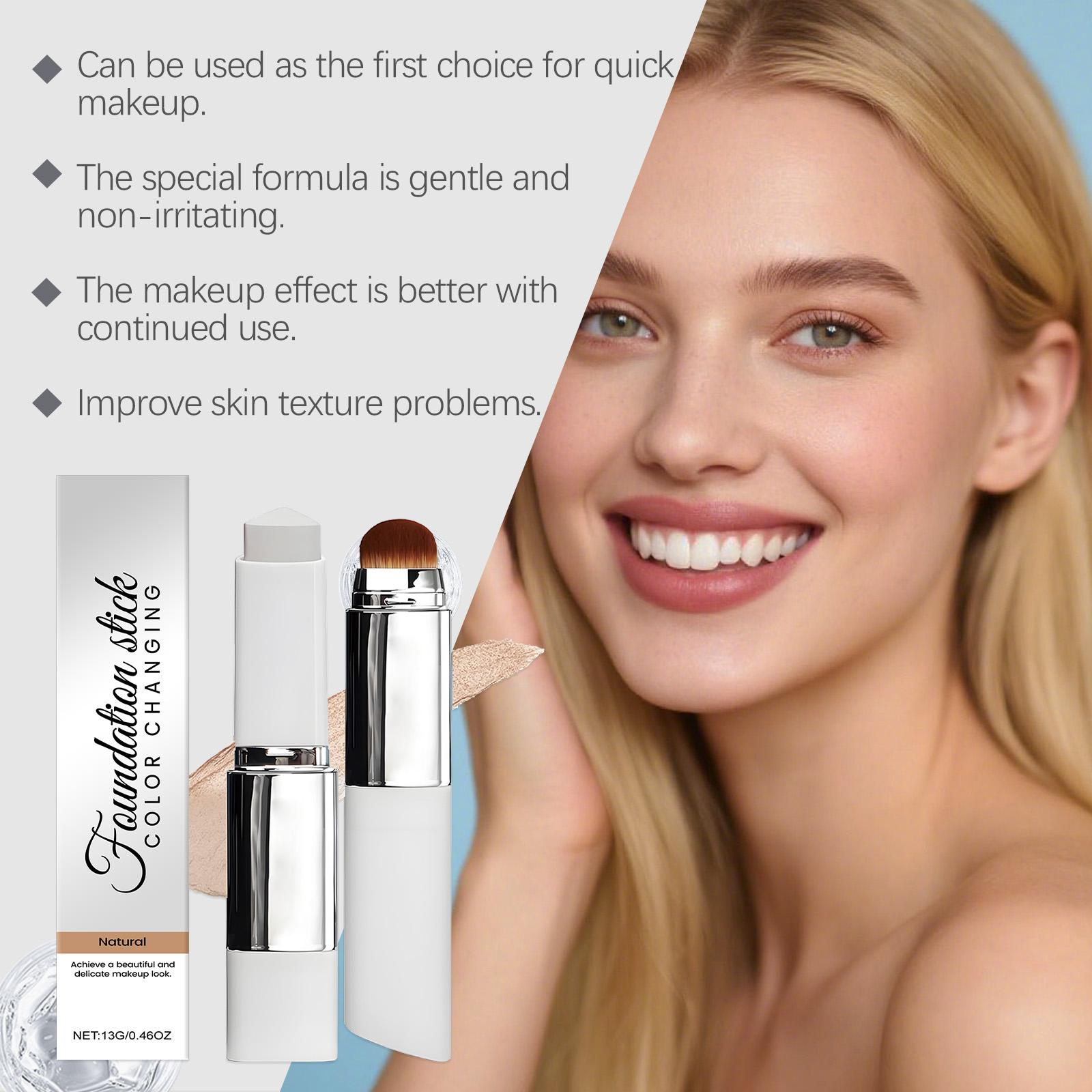 AMZ Natural Color Two-In-One Color-Changing Foundation Stick Light, Smooth Clear Base Makeup Hydrating, Concealing Long-Lasting Foundation And Color Makeup