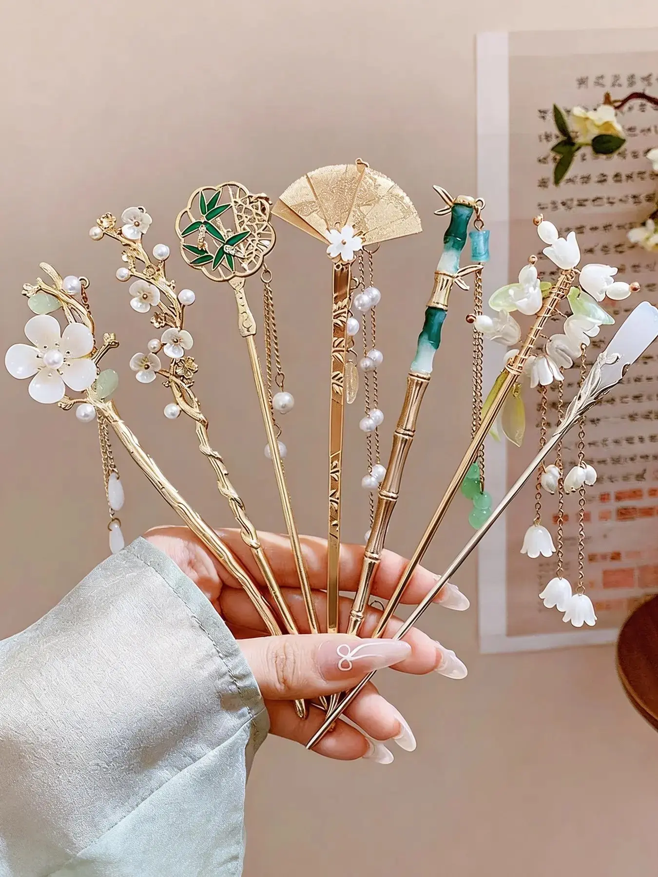 7pcs Elegant Chinese Hanfu Hair Sticks for Women, Traditional Hairpins, Hair Accessories for Daily Wear, Commute & Gift for Women, Hair Pin Set