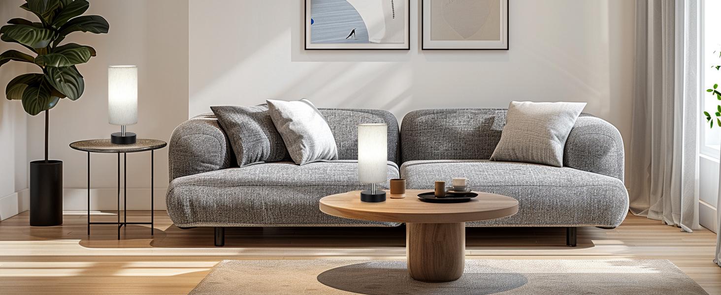 Small Table Lamp for Bedroom Set of 2 - Bedside Lamps for Night Stands, Minimalist Nightstand Light Lamp, Desk Lamps for Reading Room, Kids Room, Living Room, Office, Dorm