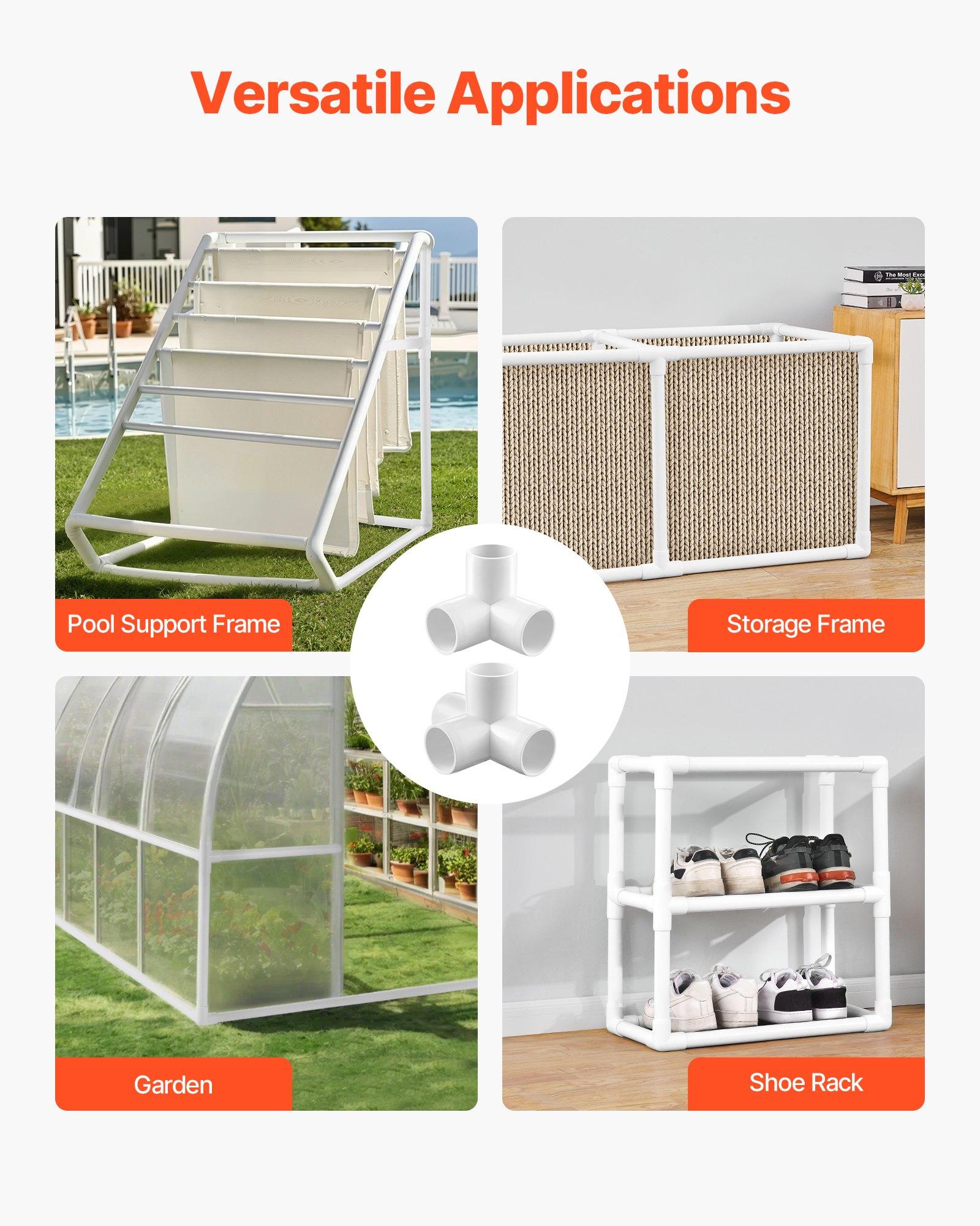 VEVOR 3-Way PVC Fittings, 1-inch PVC Pipe Joints Elbow Connector, 10 ...