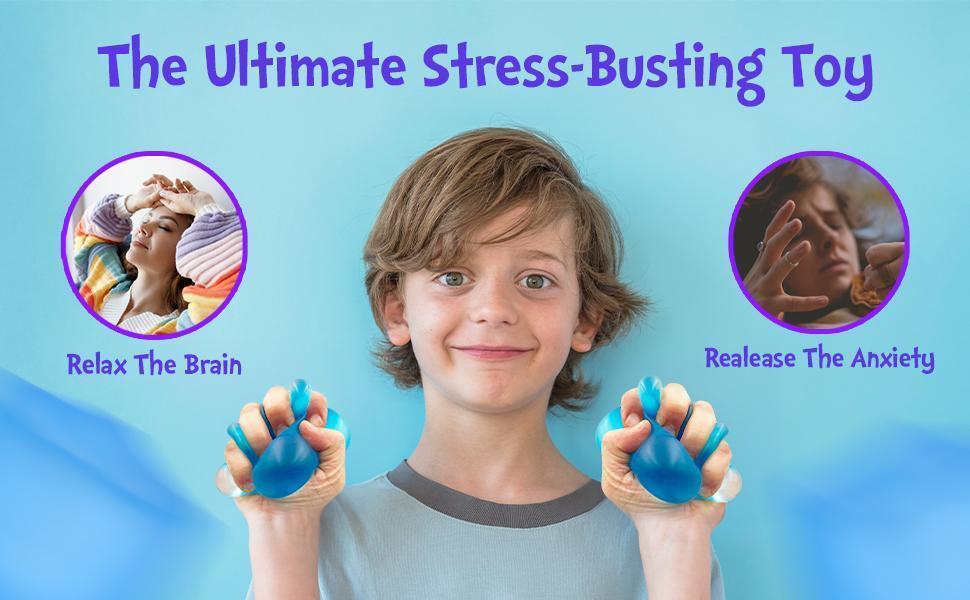 Sensory Square Stress Cube – 2.17" Ice Cube Squishy Toy for Kids & Adults, Non-Toxic Fidget Cube & Stress Relief Ball for Anxiety (Blue)