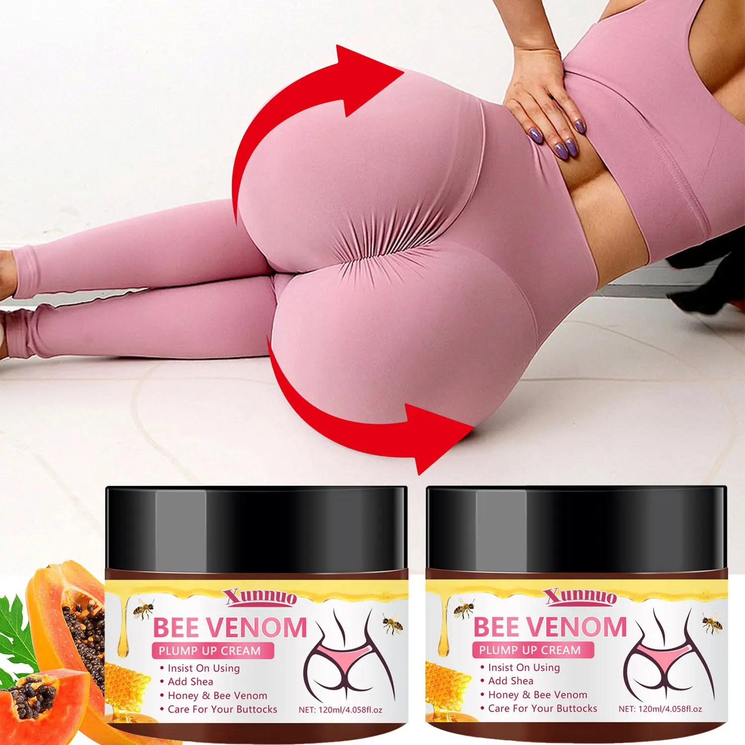 Bee Venom Buttock Firming Cream, Body Lifting Cream, Body Firming Creams (2pcs) - Firms and lifts, plumps and enhances buttocks, improves flatness and sagging, accelerates absorption, nourishes, suitable for all skin types