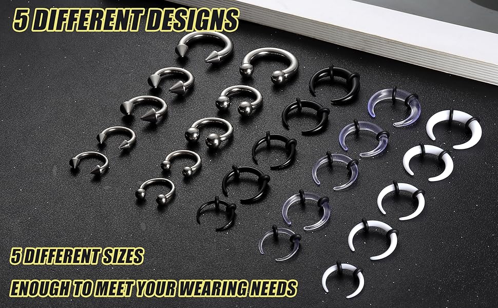 Sanfenly Septum Stretcher Set - Stainless Steel Acrylic Tapers & Pinchers - 14G-6G - Gauge & Ring Kit Nose Stud Piercing Jewelry L Shaped Screw Sanfenly Septum Stretcher Set - Stainless Steel Acrylic Tapers & Pinchers - 14G-6G - Gauge & Ring Kit Nose Stud Piercing Jewelry L Shaped Screw