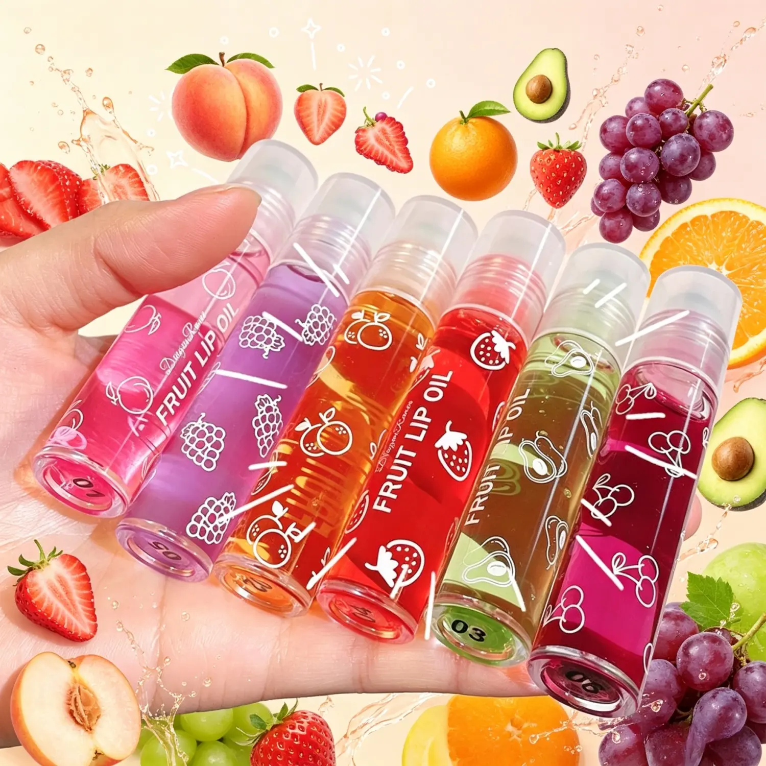 6 Shades Fruit Roller Lip Gloss, Natural Scent Moisturizing Lip Care, Pocket Size For Students, Relieve Autumn Winter Dry Lips Glass Lip Makeup