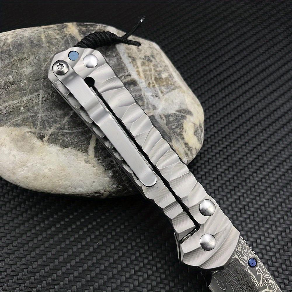 Chris Reeve Damascus  Folding Knife, High Hardness Multi-Purpose  Tool for  Hiking Camping,Gear Stylish Pocket Clip Secure Grip Knife Well Designed Blades set edc  men,Christmas gift