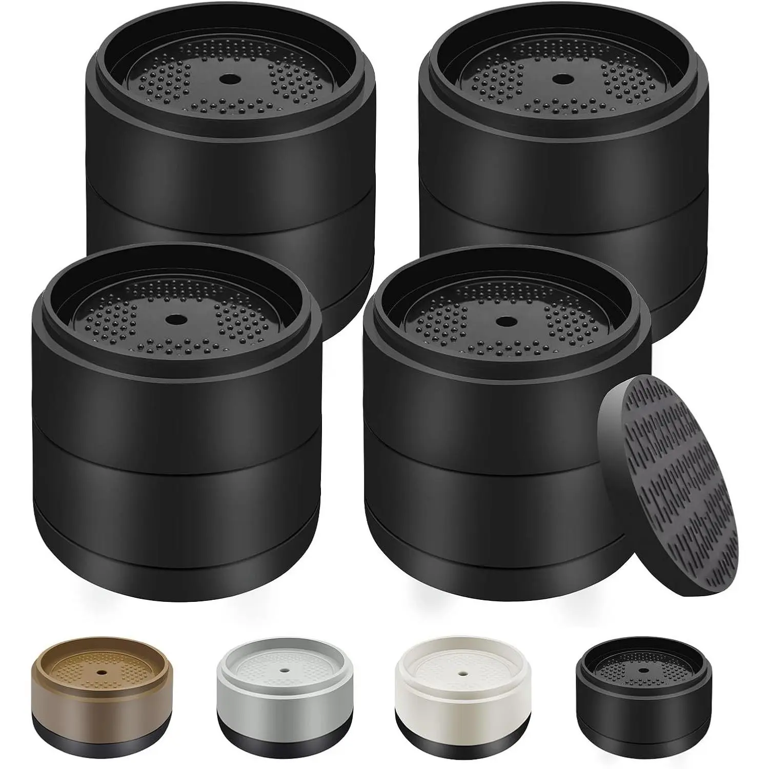Heavy Duty Adjustable Furniture Risers, Round Bed Lifts for Sofa, Desk, Table, Couch, Chair, Refrigerator, Washing Machine - 1+1 Inch, Black, 4 PackGift