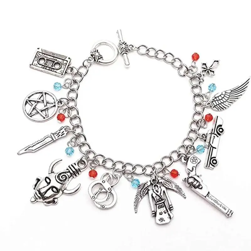 Supernatural Inspired  for Women Dean Winchester  Charms Pendants Bangles  Gothic Chain Wristbands men Adjustable Heart Rate   Set  permanent  Eternal Resilient