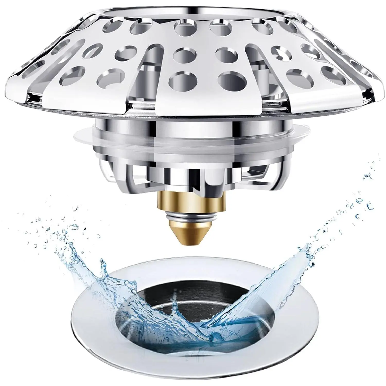 Tub Stopper Bathtub Drain Plug, Pop Up Tub Drain Hair Catcher, Drain Cover with Strainer, for /8 to 2in Bath Drain Hole