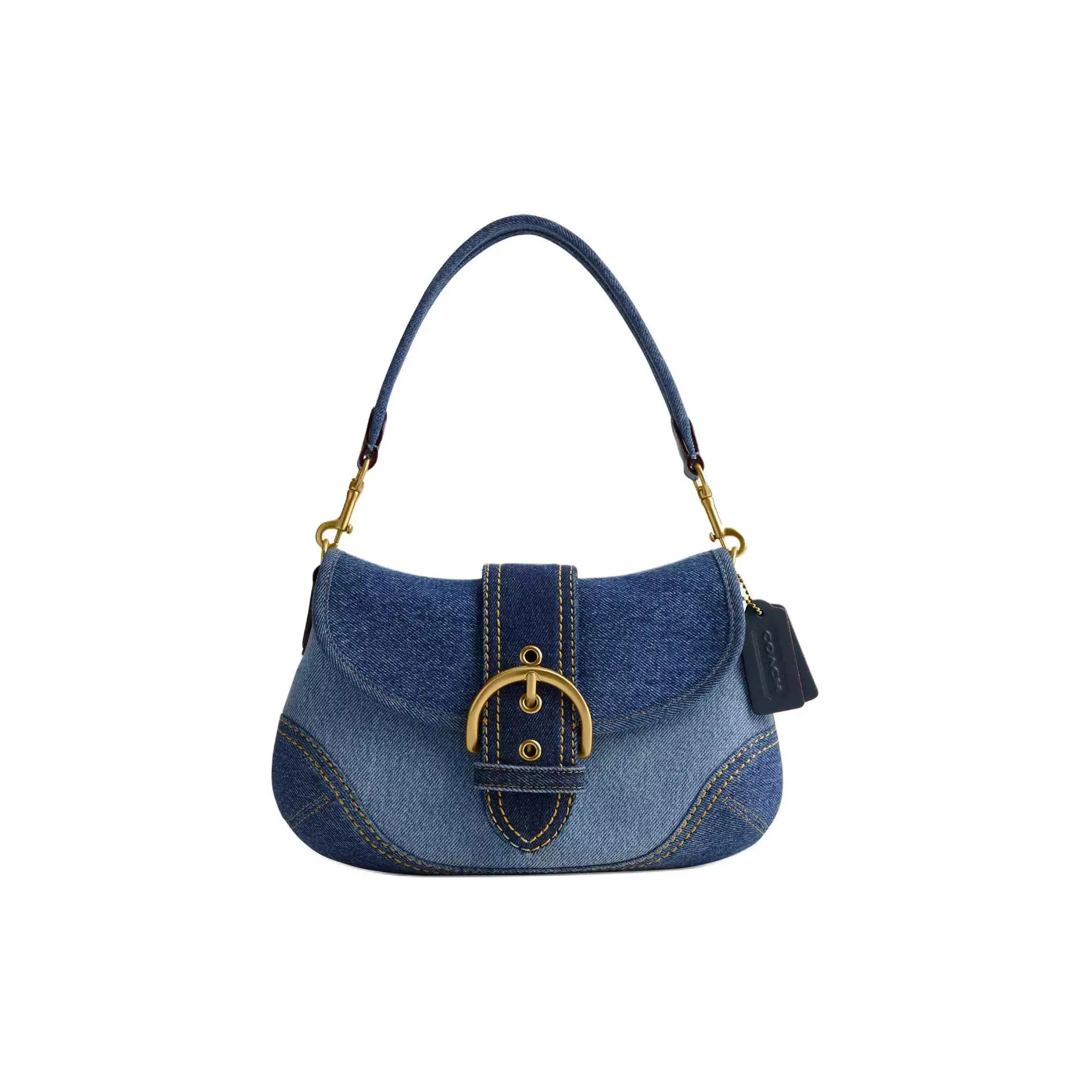 COACH Soho 27 Crossbody Bag for Women – Casual Minimalist Denim Blue Canvas and Recycled Leather Handbag