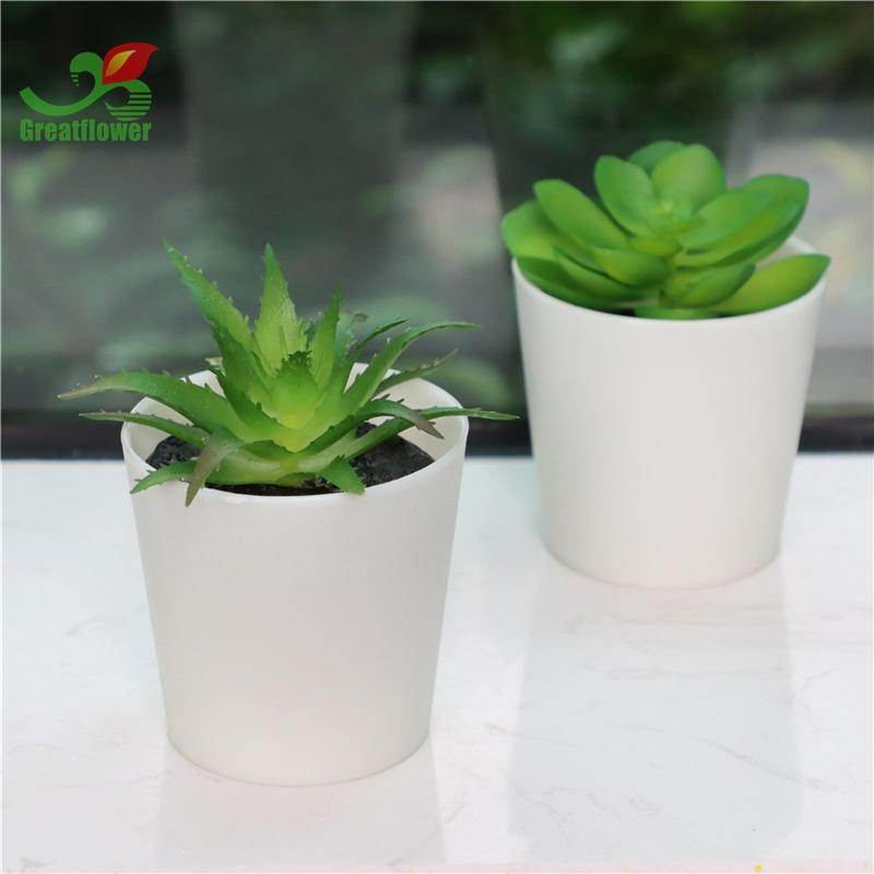 Artificial Succulent Plant with Pot, 3pcs/set Plastic Simulated Potted Plant Ornaments, Decorative Fake Plant for Office Home Decor