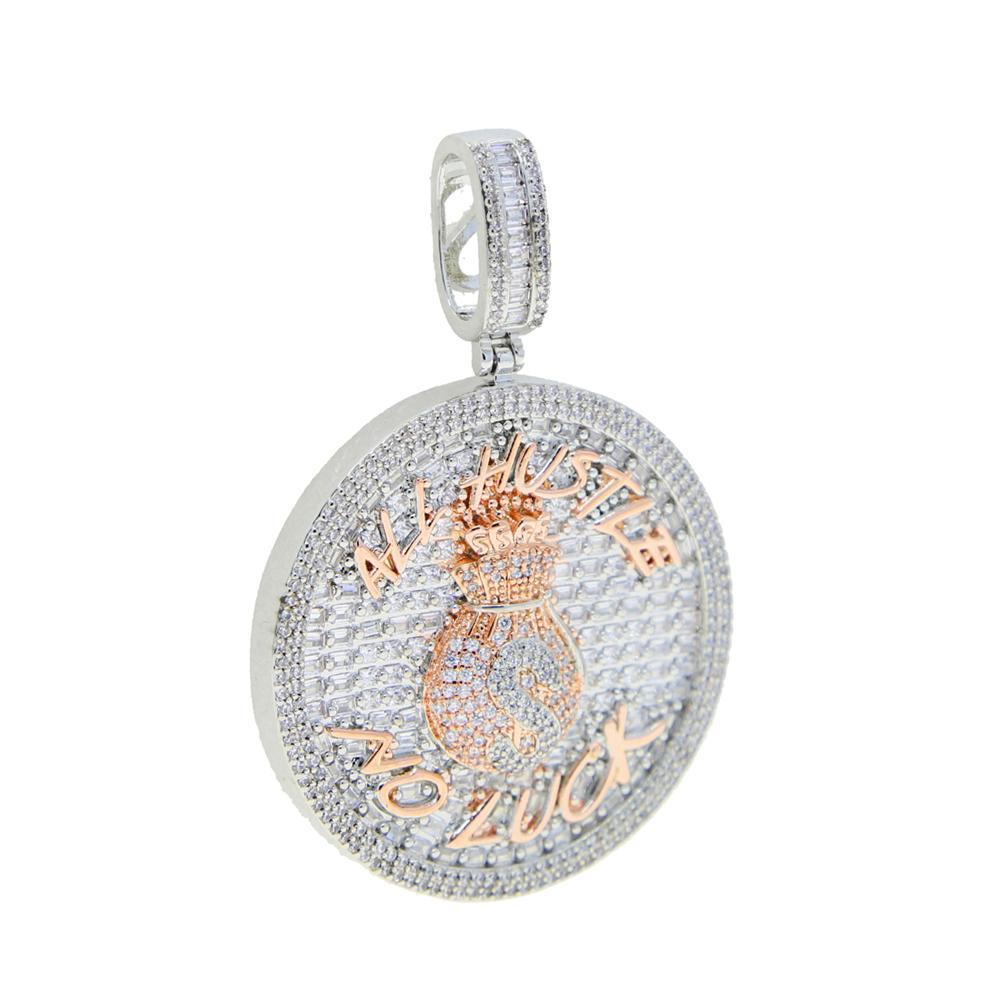 2025 New Iced Out Bling Round Letter Pendant Necklace Full Paved 5A CZ Cubic Zirconia Badge Charm Fashion Hip Hop Men Jewelry