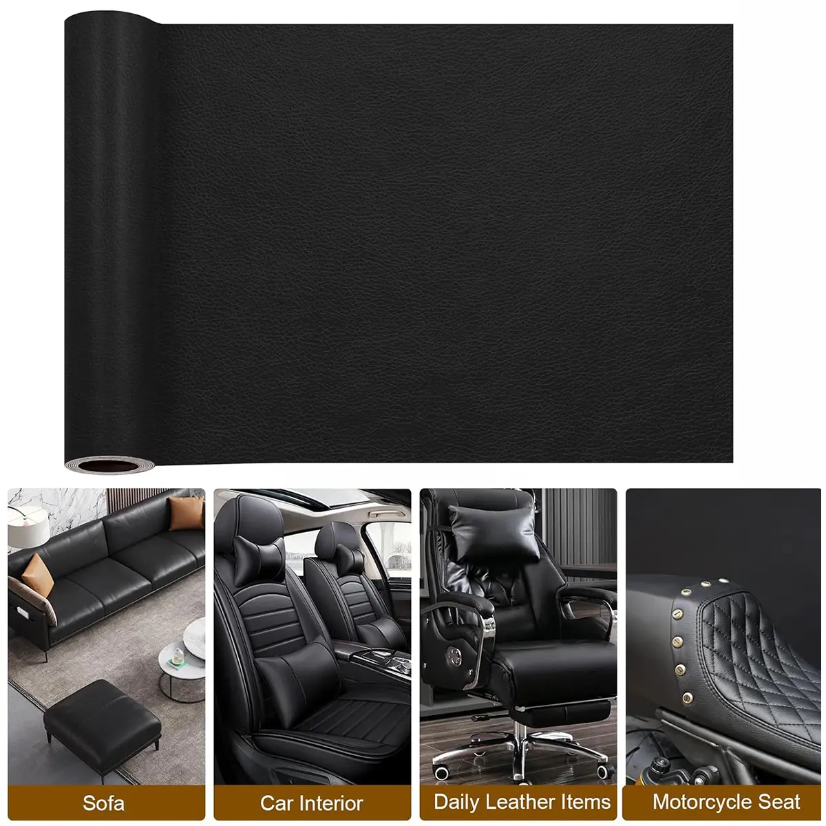 Black Self Adhesive Leather Repair Patch Kit - 50*100cm Large Vinyl Tape for Furniture, Car Seats, Leather Fix & Repairing Needs (Home Supplies)