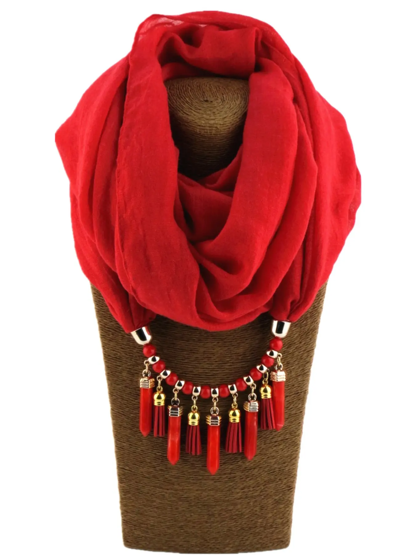 Two-In-One Necklace Scarf, Bohemian Pendant Neck Wrap, Ethnic Style Fashion Accessory, Versatile Photo Prop, Stylish Neckwear