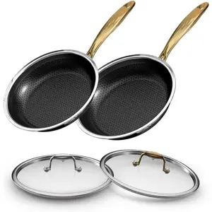 10" 11" Stainless Steel Frying Pan with Lid,  Hybrid Nonstick Skillet for Induction &  Cooktops, /PFOA/PTFE Free, Oven Safe to 500?F, Stay-Cool Handle, Dishwasher Safe,