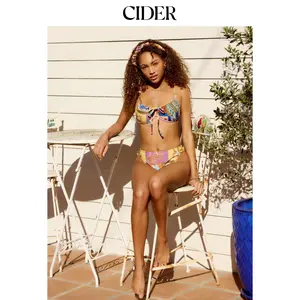 Cider Sweetheart Neck Aztec Print Underwire & Cheeky 3-Piece Bikini Set With Ruched Headband