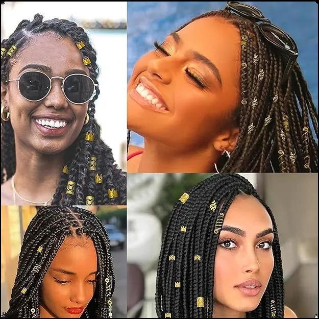 Exquisite Hair Jewelry Set – Multi-Style Dreadlock & Braiding Accessories, High-Quality Metal Construction, Flexible and Adjustable Beads, Ideal for Party Hairstyling and Holiday Gifting Secure Hold Duckbill Clips French Twist Side Comb Large Frosted Oval