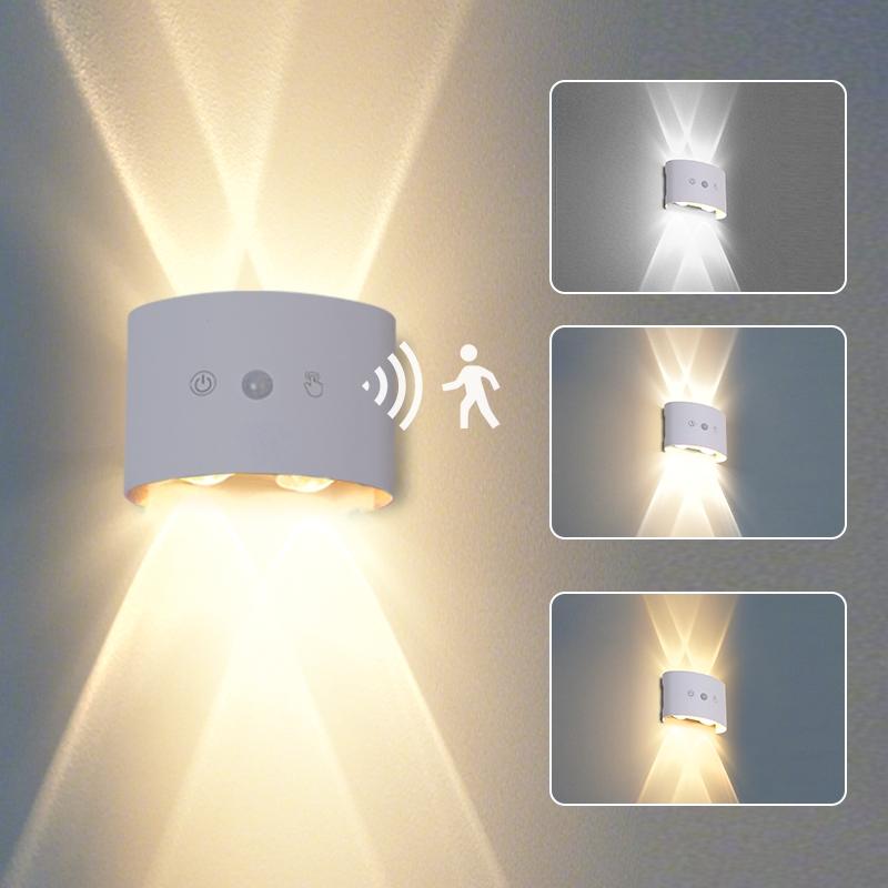 Smart LED Motion Sensor Dual Head Wall Light, USB Rechargeable, Adjustable 3 Color Lights, No Wiring Needed, Ideal for Kitchen, Hallway, Bedroom