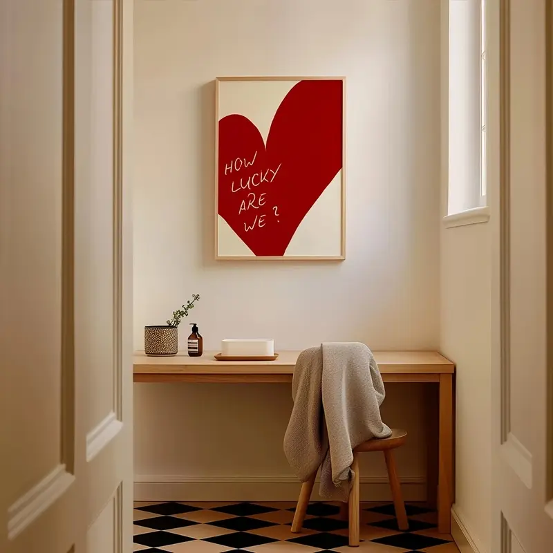 2D Flat, 2D Flat, 1pc of an Inspirational Quote Poster Featuring a Red Heart Design, Perfect for Vintage-Style Wall Art.Ideal for Dorm Room Decoration, Bedroom Wall Art, And As a Valentine'S Day Gift.Note: This Is an Unframed Print