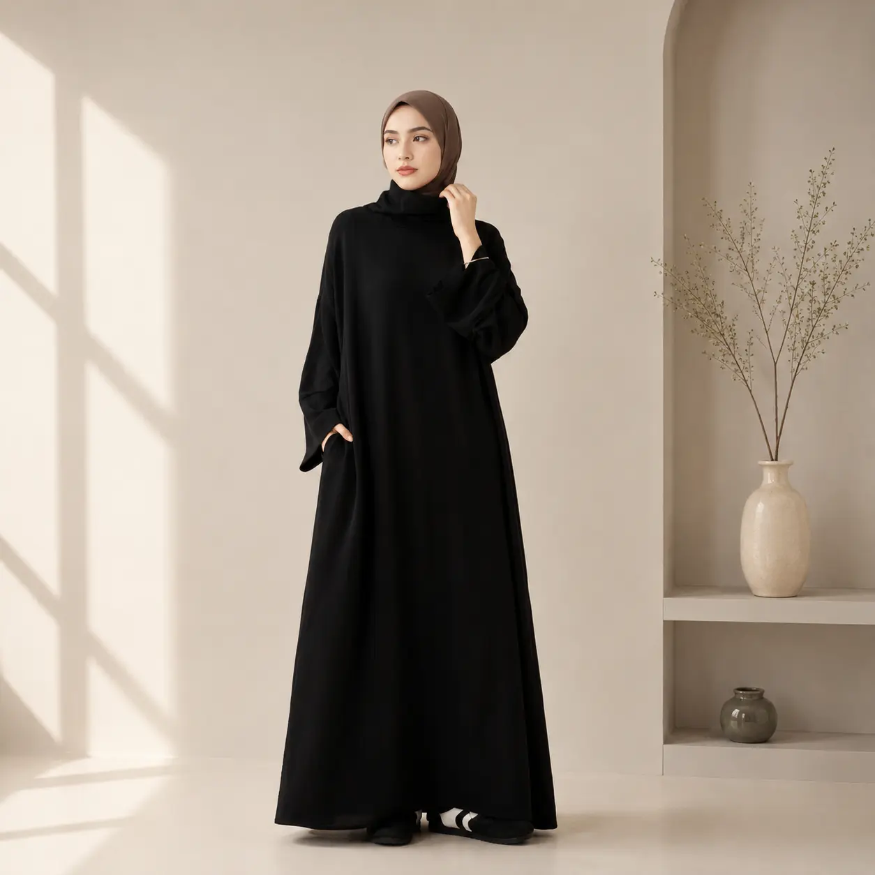 Everyday Crepe Abaya Turtleneck Relaxed Fit All Seasons Capsule (MA384)