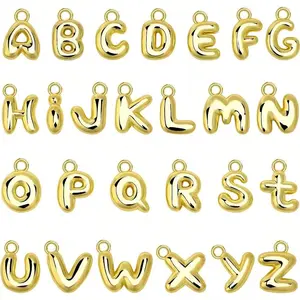 26Pcs Letter Charms, Initial Letter Charm For Jewelry Making, Gold A-Z Alphabet Letter Charm Pendants For Bracelet Necklace Earrings Crafts Making